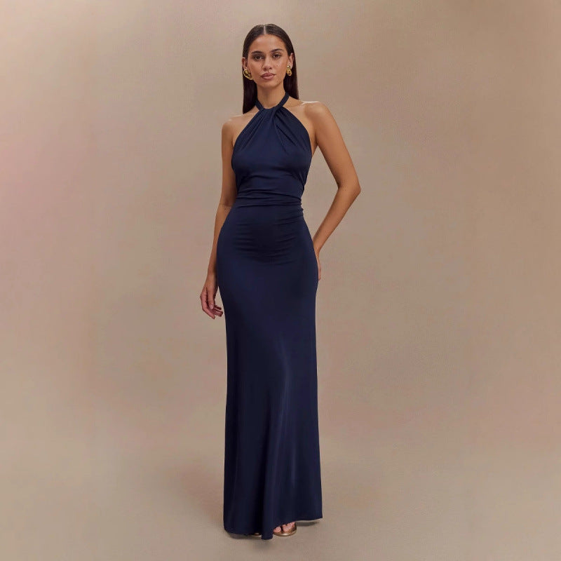 Ins Bodycon Halter Dress Sexy Backless Slim Fit Waist Slimming Maxi Dresses Prom Party Club Clothing For Women Velora