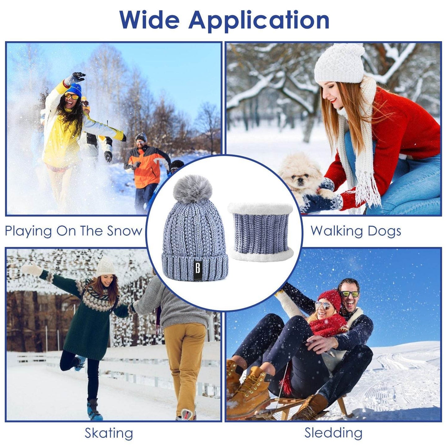 1Set Winter Beanie Hat Scarf Set Women Warm Knitting Skull Cap Neck Warmer For Walking Running Hiking Camping Outdoors Gift - Velora