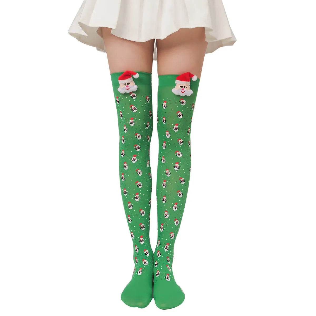 Christmas Plush Doll Knee Socks Bow Stockings - Velora