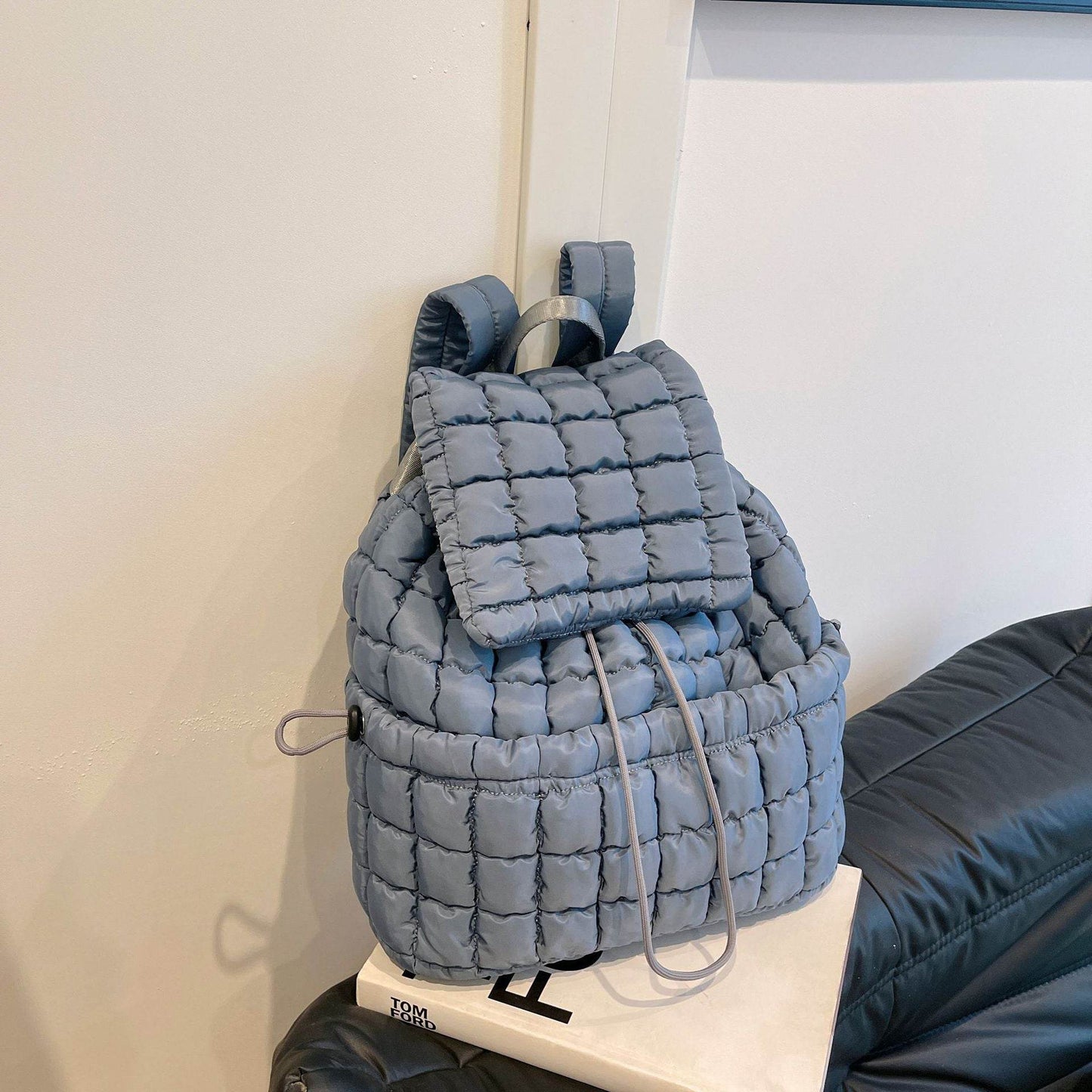 Candy Color Quilted Women Backpack Puffy Down Padded School Bag Large Cotton Travel Back Pack Bags For Women Plaids Shoulder Bag - Velora