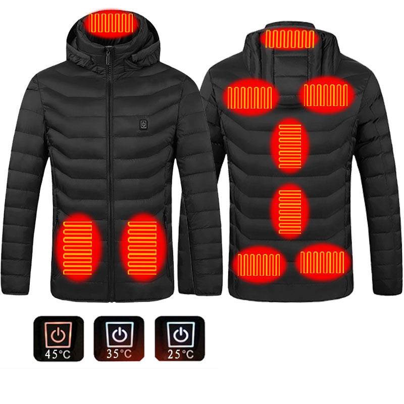 Men Heated Puffer Jacket Electric Heating Coat Insulated Hood Windbreaker 9Heat Zones - Velora