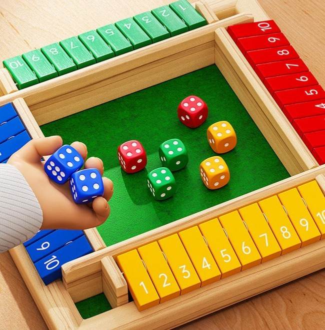 Children Dice Game,2-4 Player Family Wooden Board Table Math Games For Adults And Kids. - Velora
