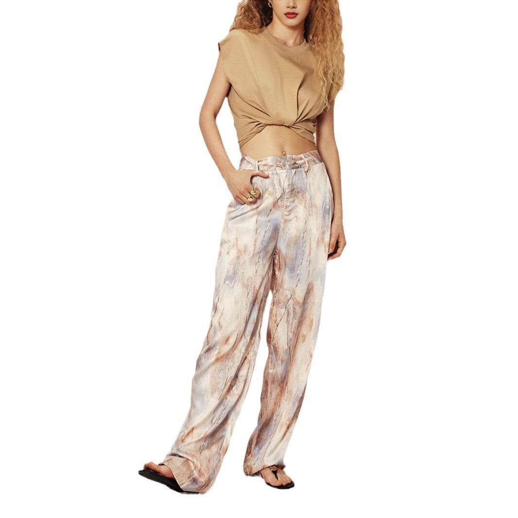 Casual Summer New High Waist Retro Printed Trousers - Velora
