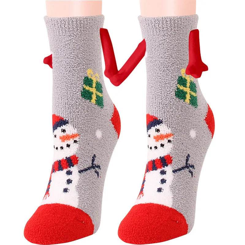 Soft Carton Christmas-themed Fleece Winter Home socks for Women