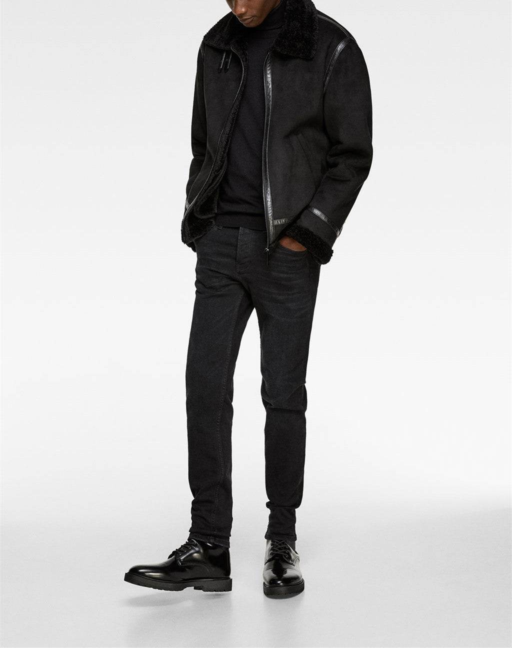 Men's Lapel Suede Fabric Jacket Coat - Velora