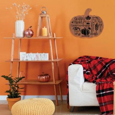 Grateful By Artisan Linda Spivey Printed On Wooden Pumpkin Wall Art - Velora