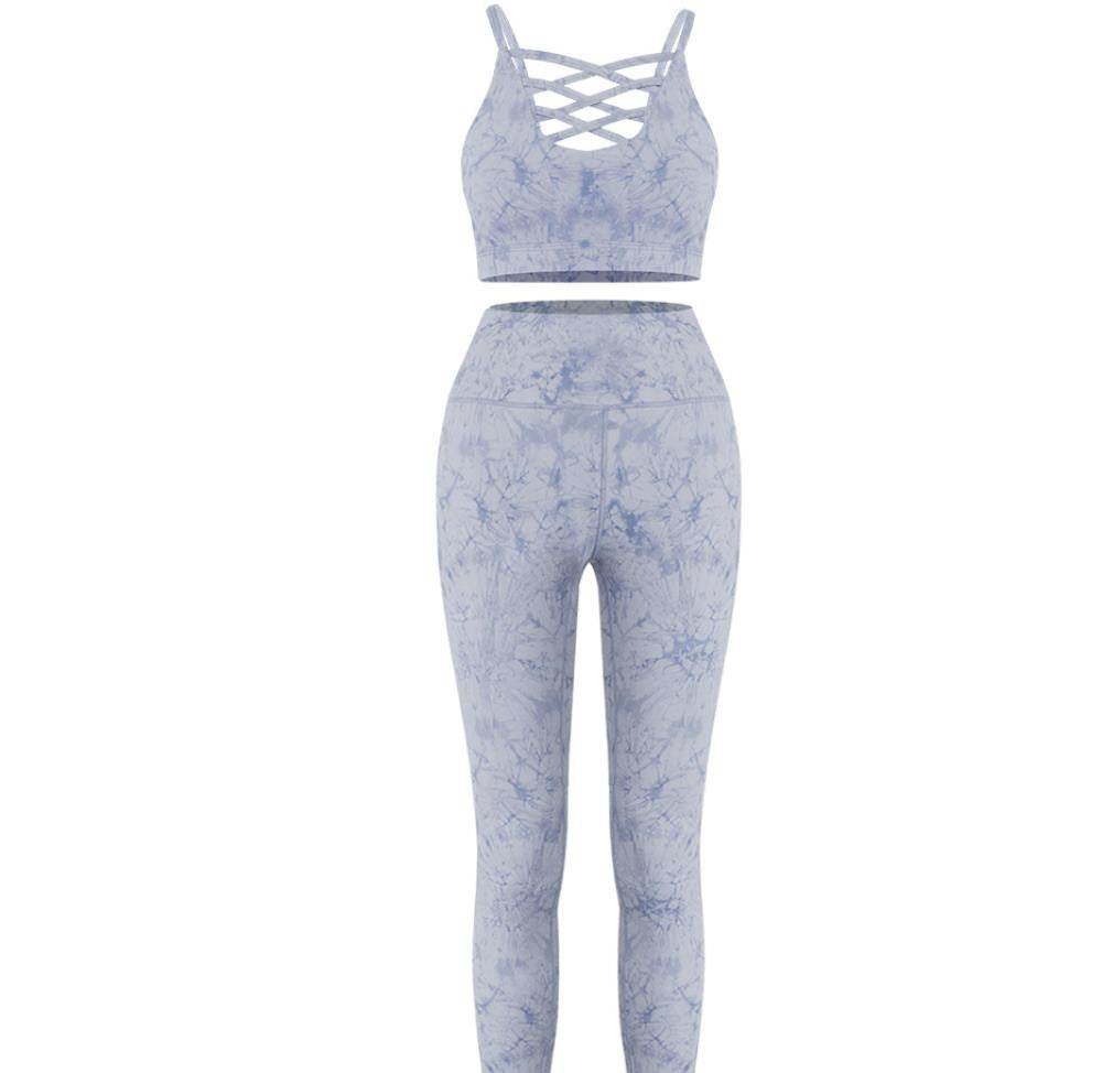 Summer Tie Dye Yoga Sets Sexy Shockproof Bra Push Up Women's Leggings - Velora