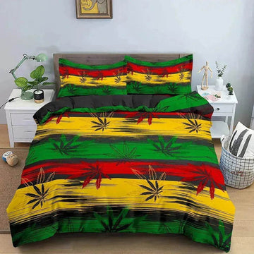 Colorful Psychedelic Weed Leaf Bedding Set