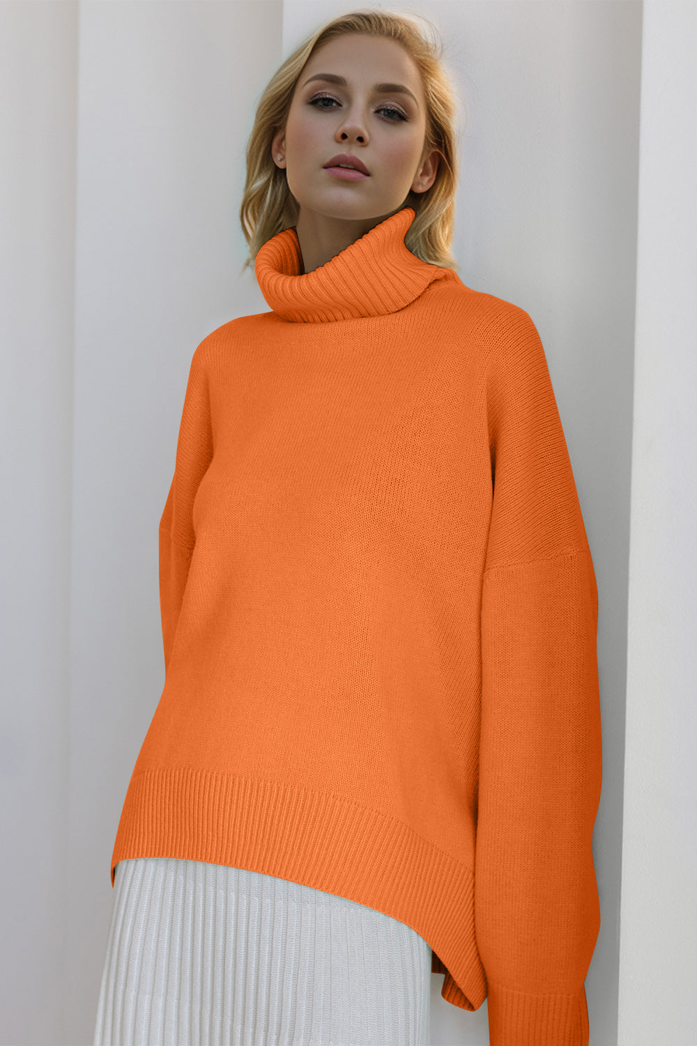 Basic Bae Turtleneck Dropped Shoulder Long Sleeve Sweater True Northern Spirit
