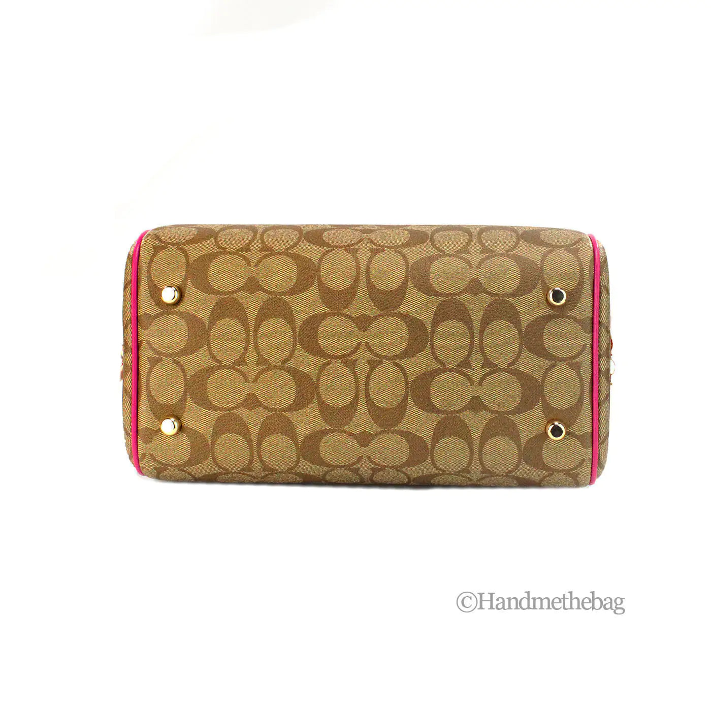 Coach Rowan Khaki Cerise Signature Canvas Medium Satchel Bag