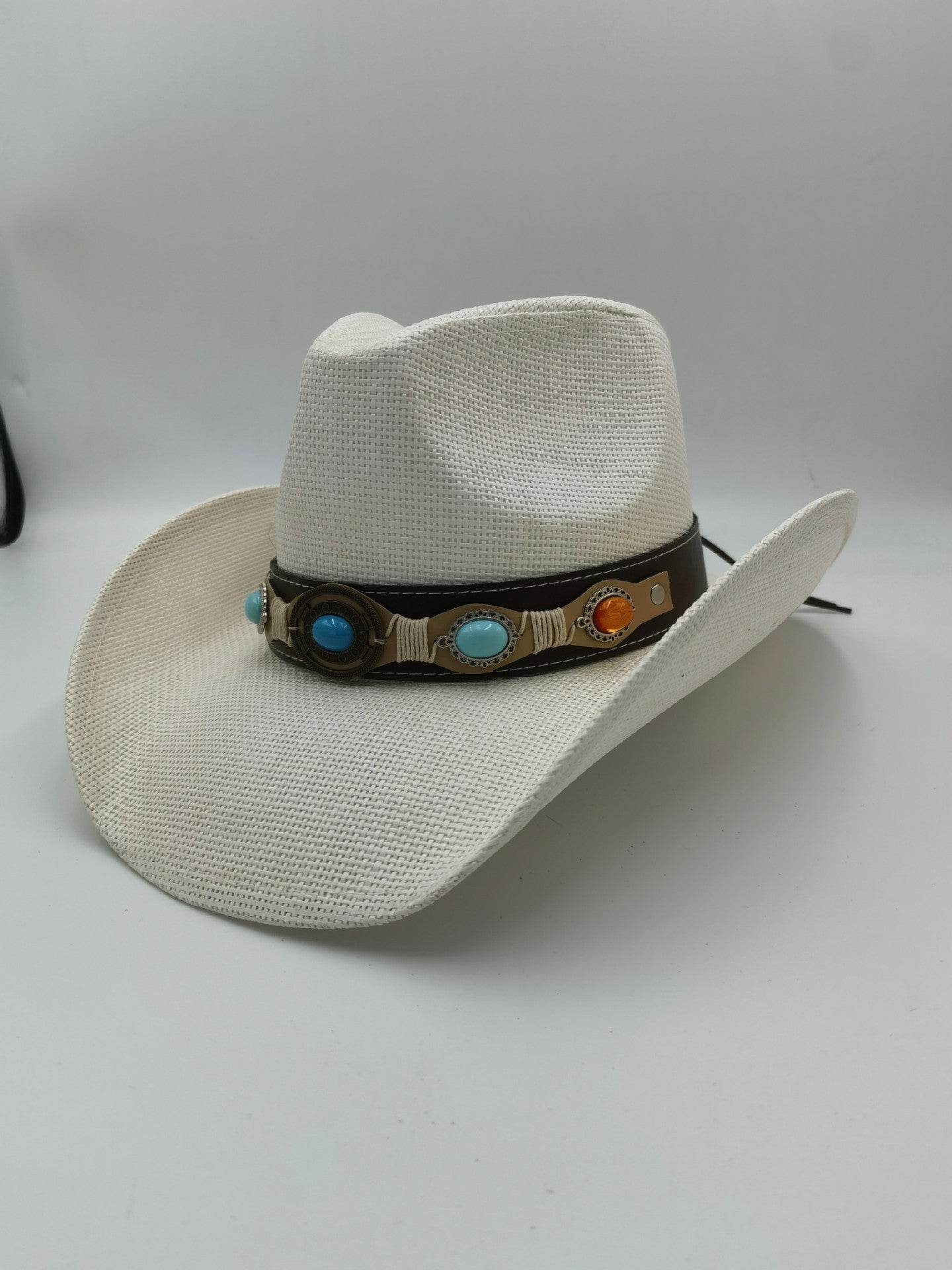 Summer Outdoor Ethnic Style Felt and Straw Cowboy Hat - Velora