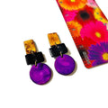 Abstract Geometric Jewelry Set with Statement Necklace & Long Drop Dangles or Clip On Earrings - Velora Luxury Fashion