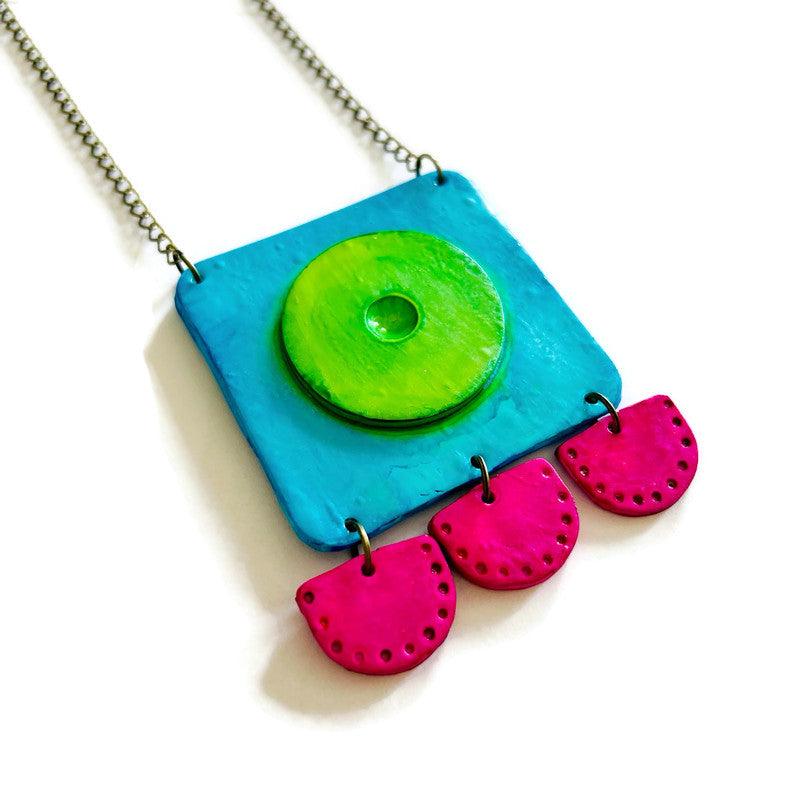 Abstract Neon Statement Jewelry Set Handmade - Velora Luxury Fashion