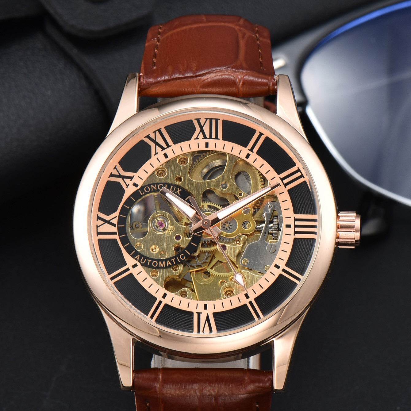 Men's Mechanical Watch Roman Scale Waterproof Fashion Business - Velora