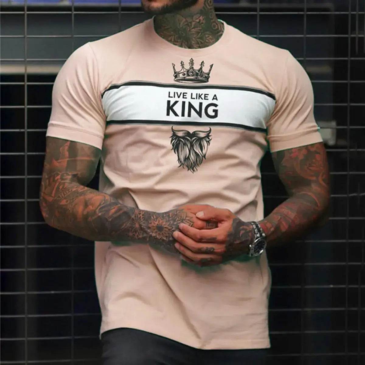 Men's Casual 3D Digital Printed Round Neck Short Sleeved Shirt - Velora