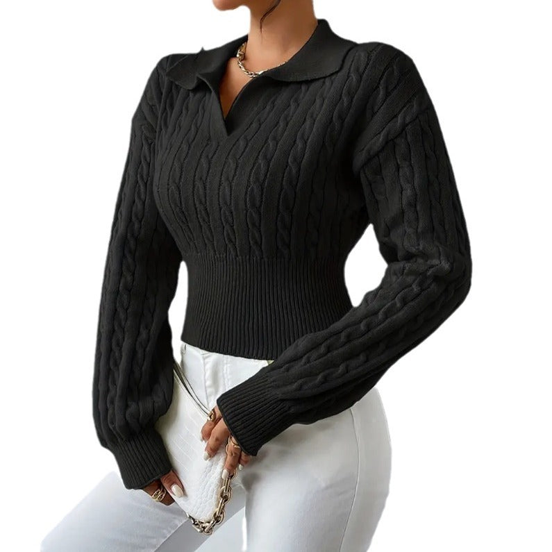 Women's Sweater Fashion Solid Color And V-neck