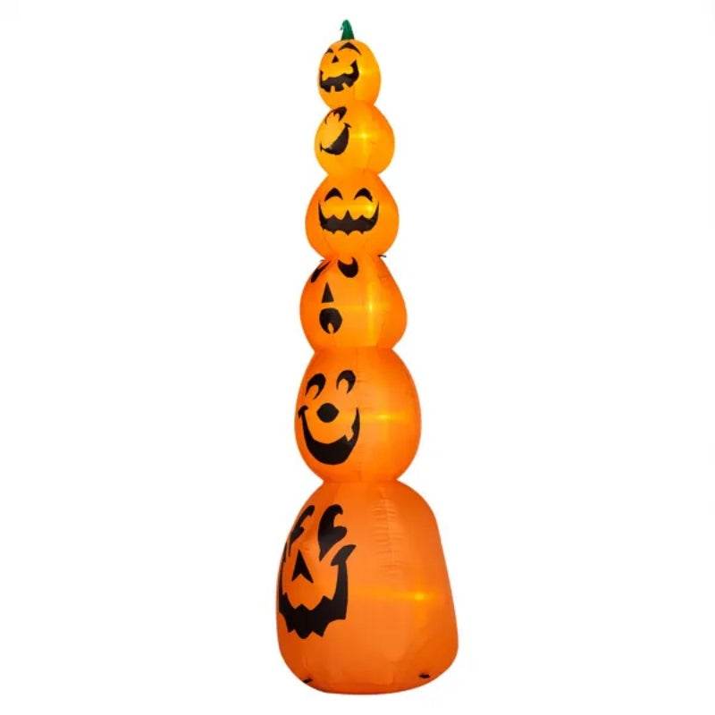 9FT Halloween Inflatable Stacked Pumpkins, Blow Up 6 Pumpkins Inflatable With Built-in LED Lights Outdoor Decorations Large Party Yard Decoration - Velora