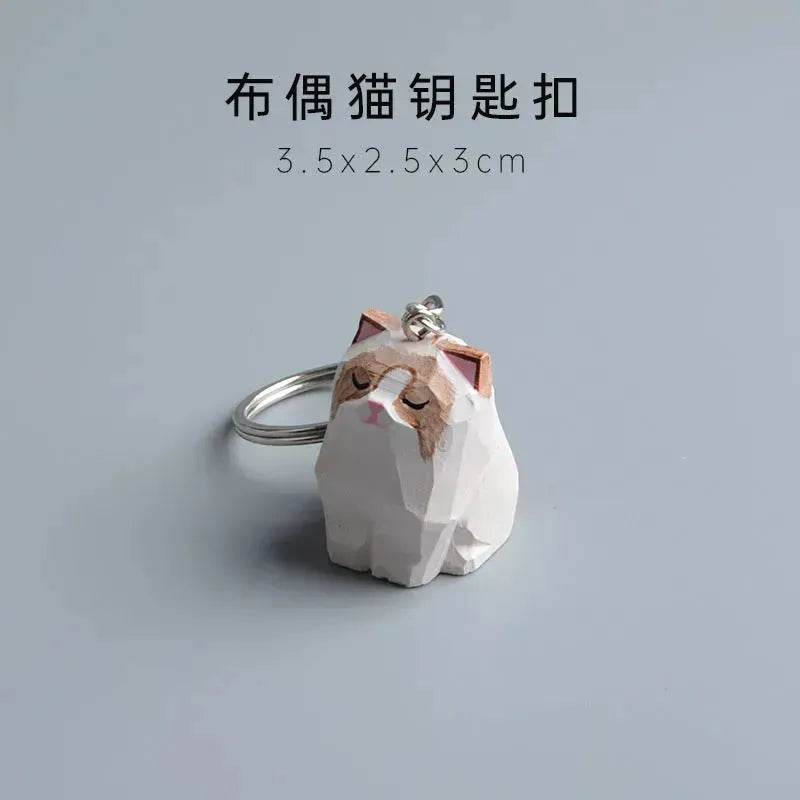 Creative Decorative Hand carved wooden Cat Trinkets Ornaments - Velora