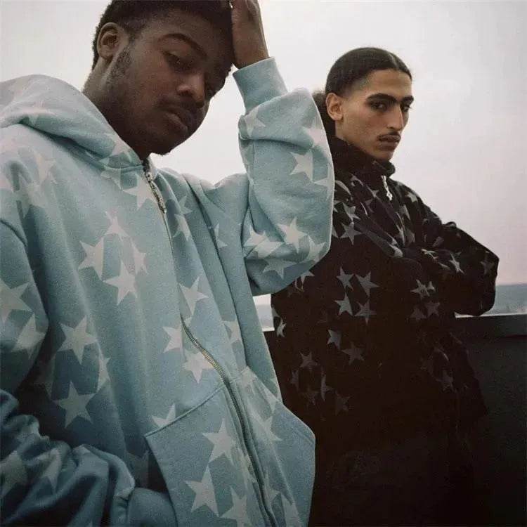 Fall Winter street Hip pop Unsex zip-up Hoodie Cardigan Outwear - Velora