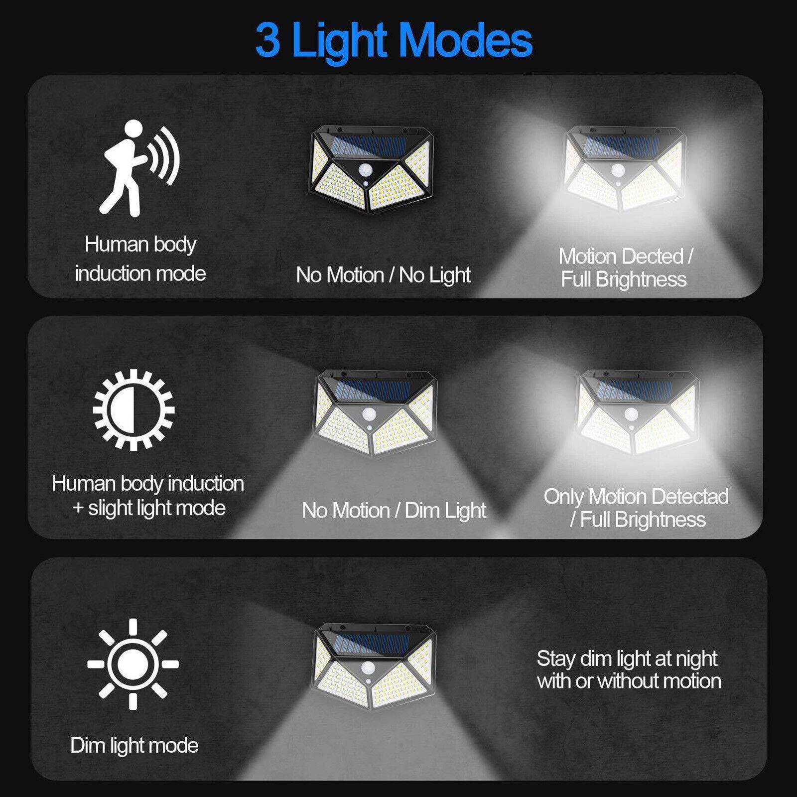 4X Solar Power PIR Motion Sensor Wall Lights LED Outdoor Garden Security Lamp - Velora