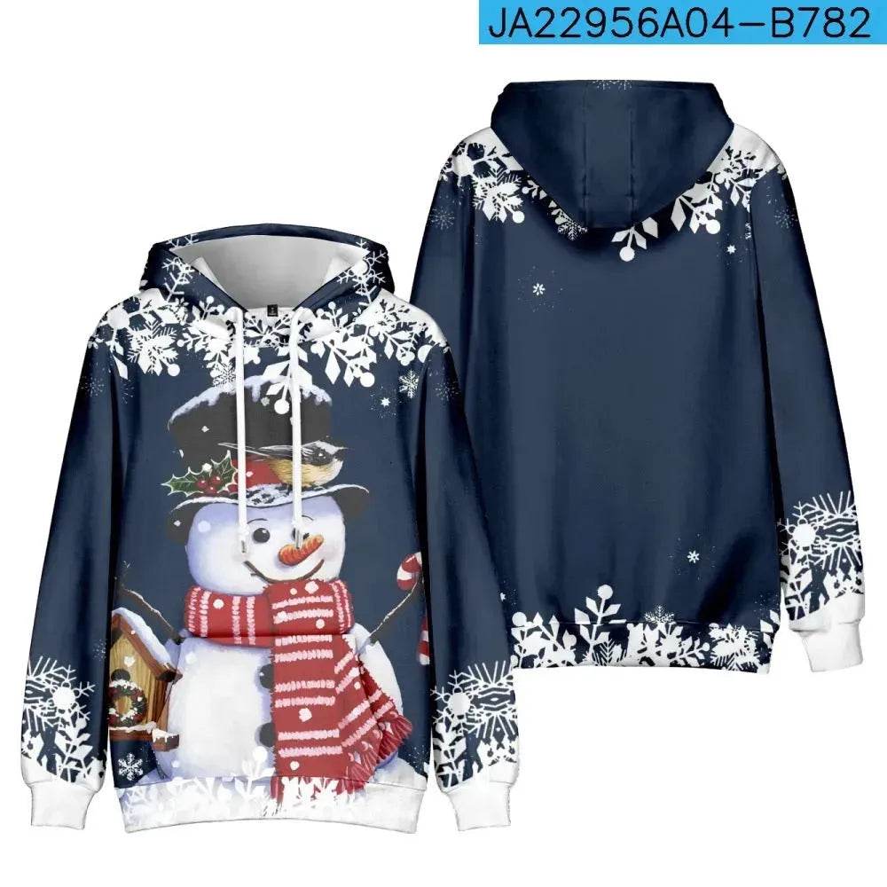 Christmas Snowman Personalized Printed Hoodie Sweatshirts - Velora