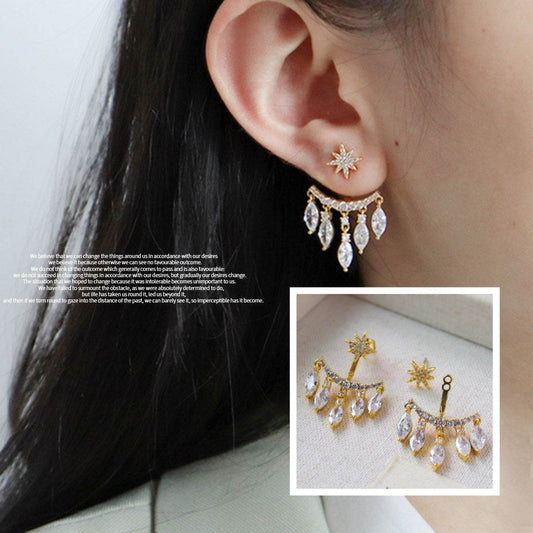 New Retro Eight Awn Star Zircon Earrings Fashion Pendant Stud Earrings Women's High Jewelry Party Gift - Velora