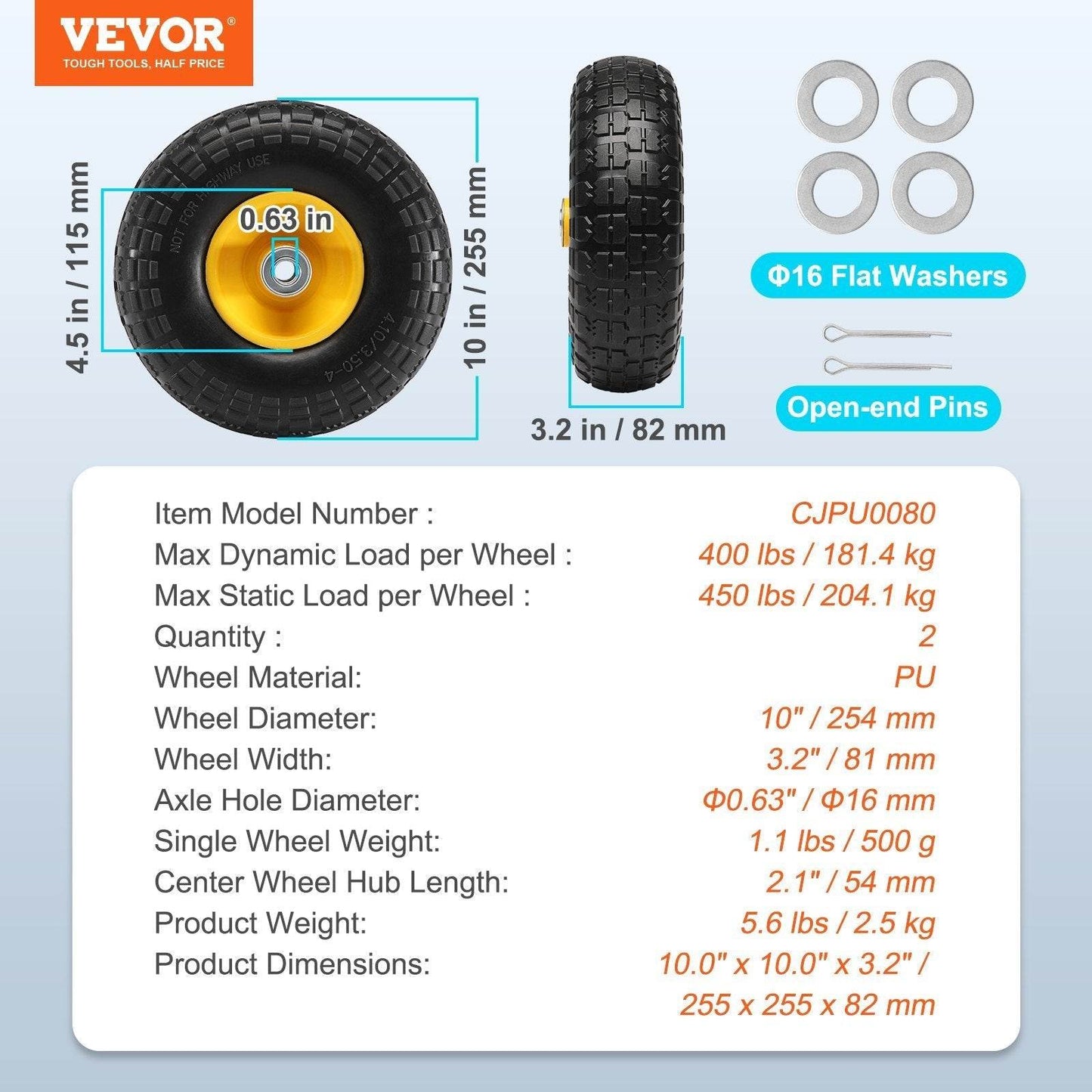 VEVOR Dollies & Hand Trucks solid replacement wheel Tyre - Velora