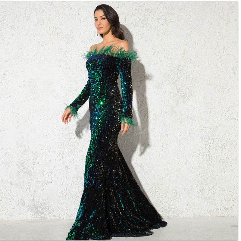 Off shoulder sequins Mermaid Formal Party dress - Velora