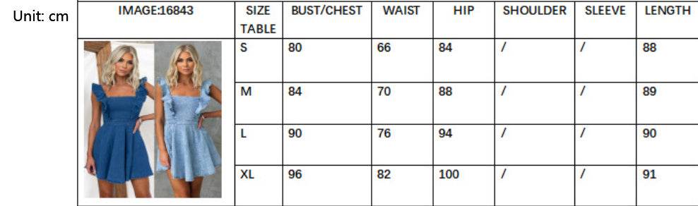 Women's Fashion Casual Denim Mini flared Dress - Velora