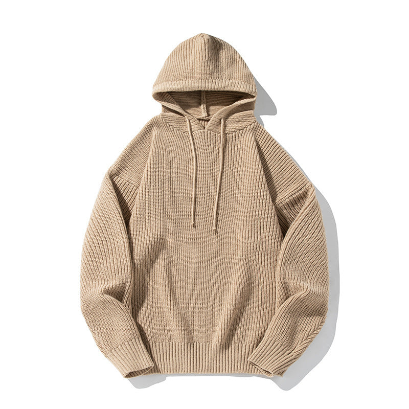 Japanese Loose Solid Color Hooded Sweater Idle Style Adjustable