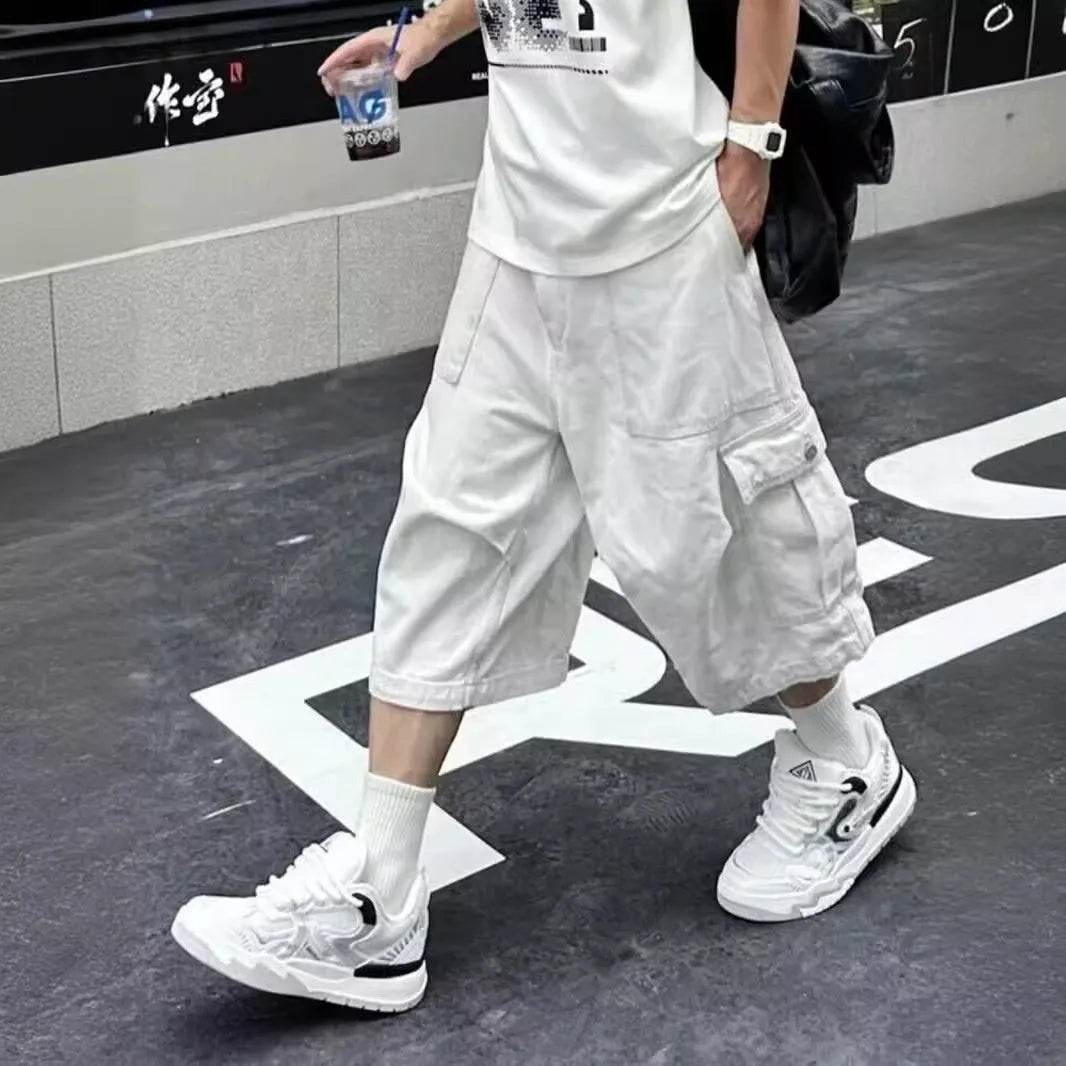 All-matching Loose Straight Cargo Cropped Baggy Pants Casual Trendy - Velora