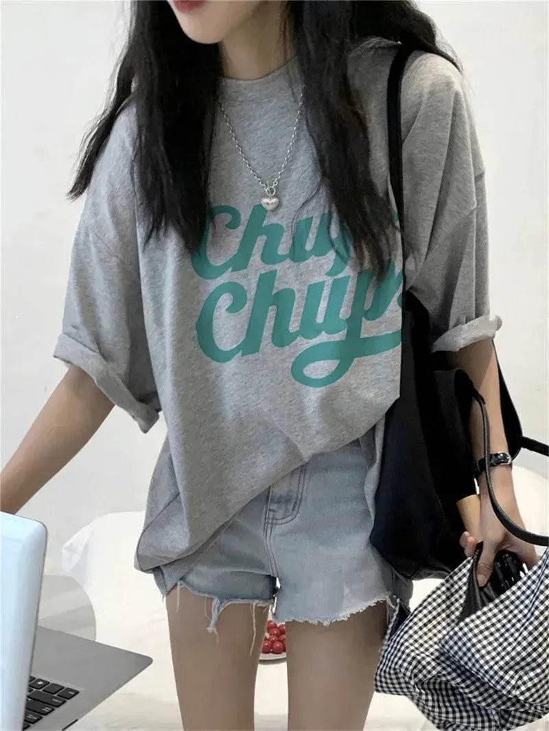 Street Fashion Oversized women round neck polo y2k fashion - Velora