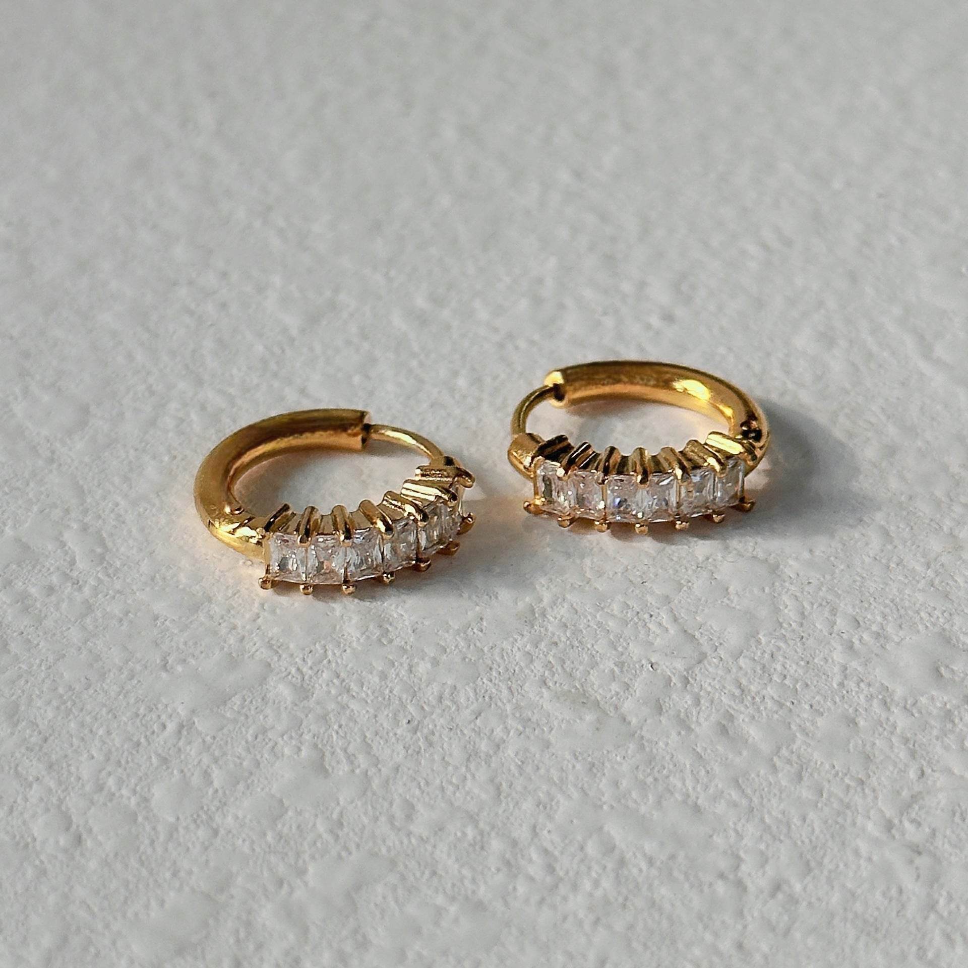 Fashionable INS Retro Titanium Steel Minimalist Small Zircon Earrings Ear Accessories For Her - Velora