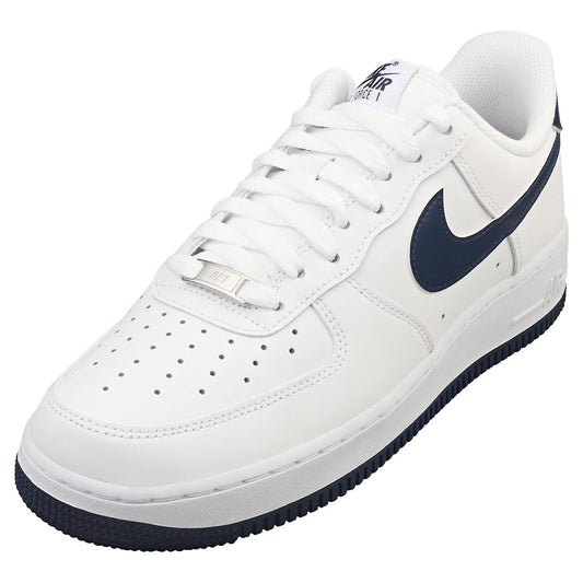 Nike Air Force 1 07 Mens Shoes (FJ4146-104 White/White/Midnight Navy) Size 9.5