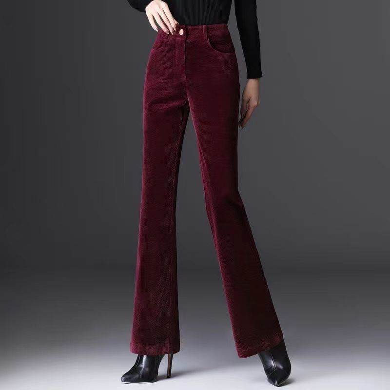 High-grade Bootcut Trousers Women's Corduroy Flared Pants Draping Effect - Velora