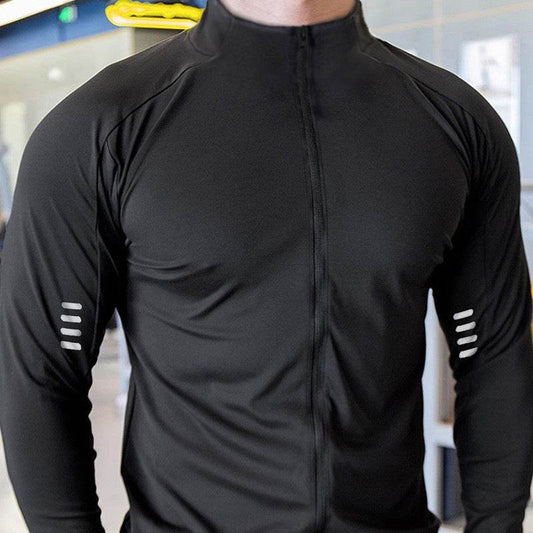 Muscle Fit Long Sleeve Zip Up Quick Drying Sport Workout Gym T-shirt for Men - Velora