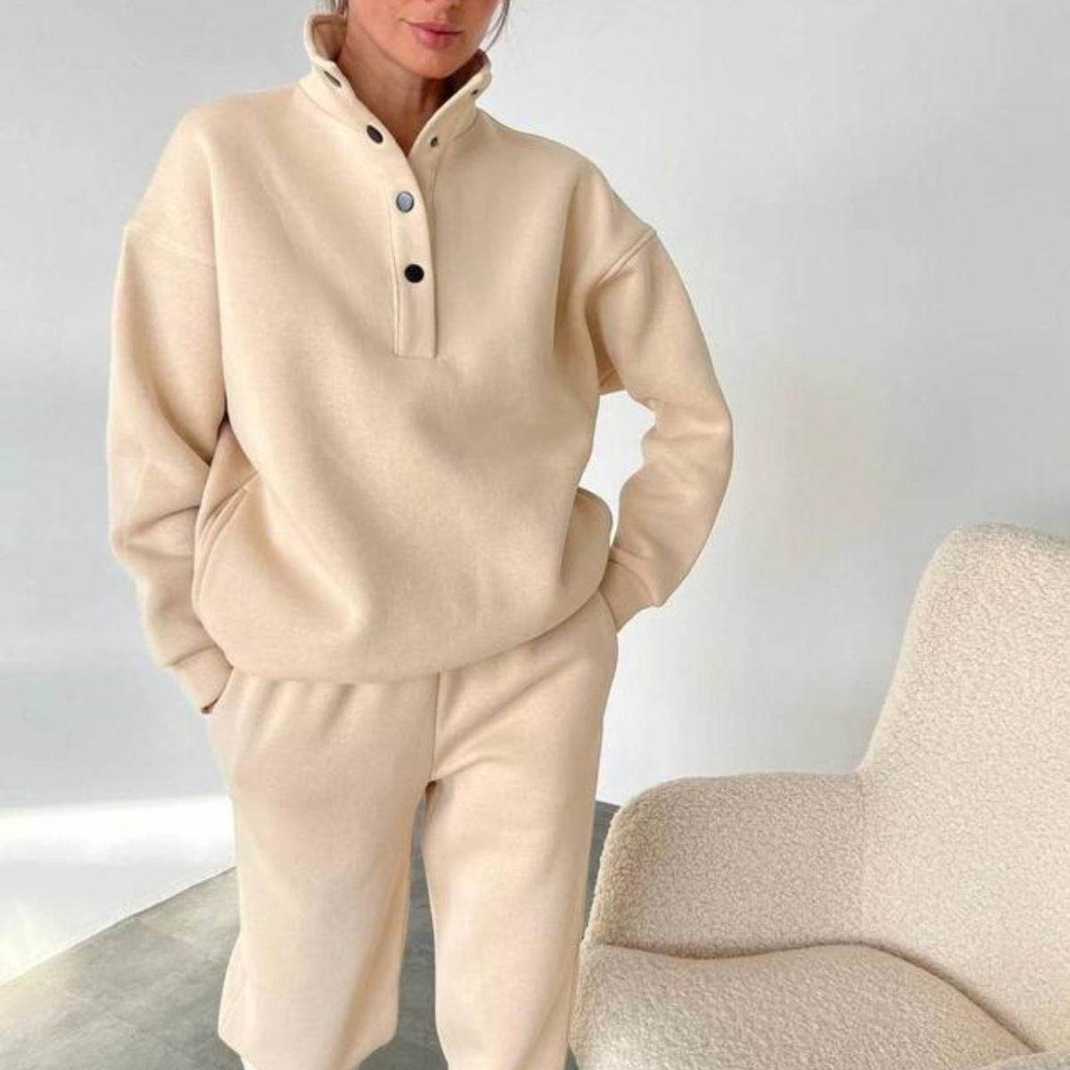 Oversized Solid Casual Pullovers Long Pant Set Warm Hoodie New Tracksuit Suit Fashion Pant Sets Sets For Women 2 Pieces - Velora