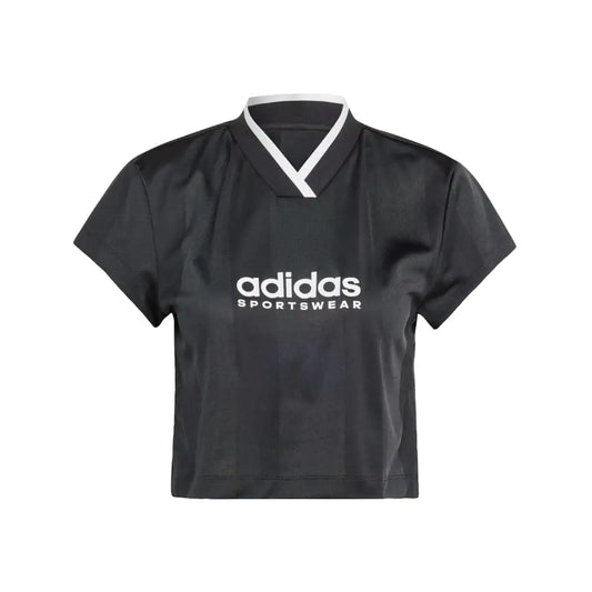 adidas Womens Tiro Colorblock Cropped Tee Black Large - Velora Luxury Fashion