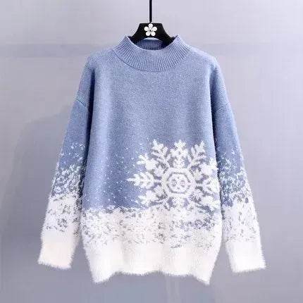 Ugly Christmas Knitted Women's Snowflake Sweater Top - Velora