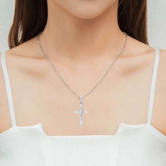 Alloy Pendant With Diamond And Eight-character Cross Necklace - Velora