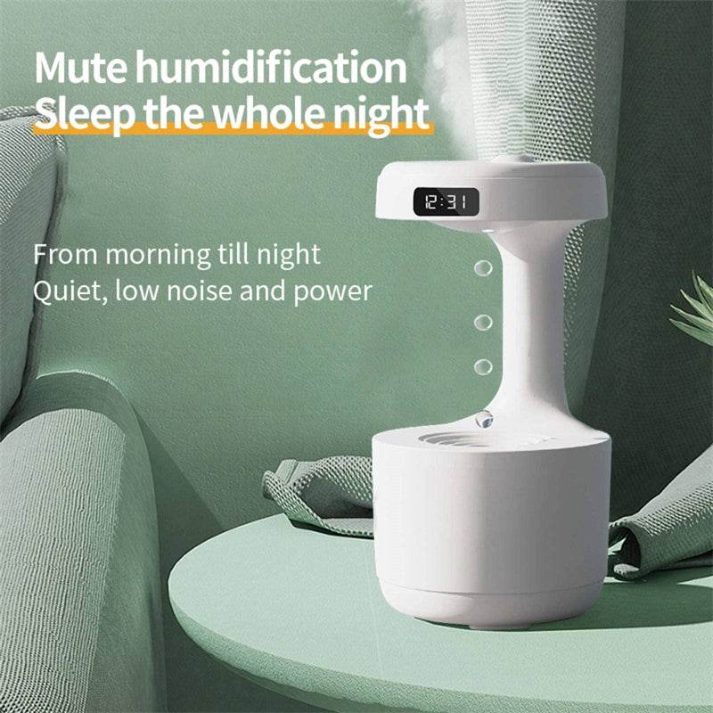 Bedroom Anti-Gravity Humidifier With Clock Water Drop Backflow Aroma Diffuser Large Capacity Office Bedroom Mute Heavy Fog Household Sprayer - Velora
