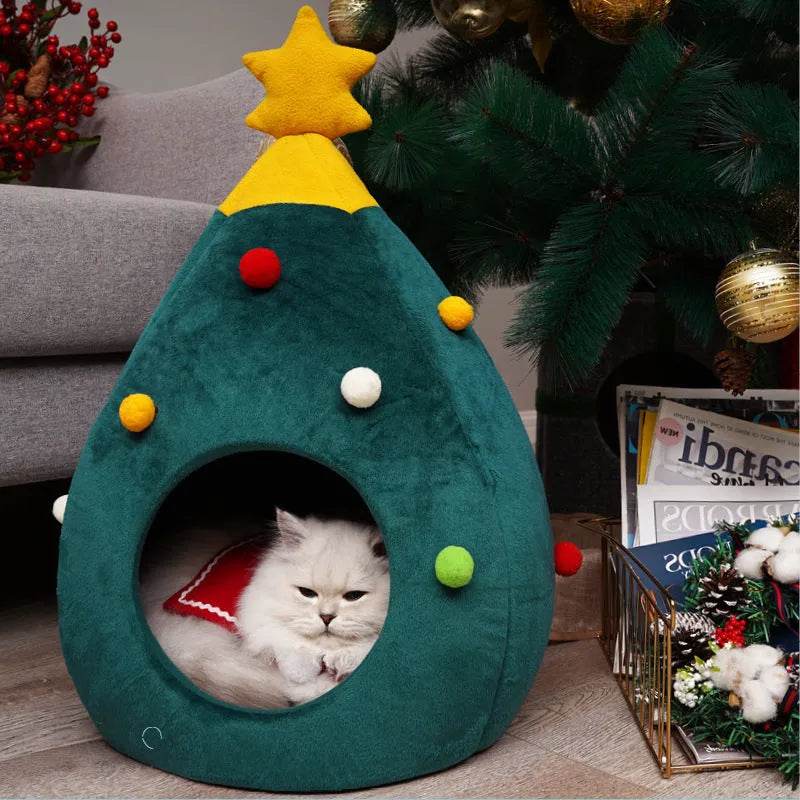 Pet Christmas Tree Cat Cat Bed Cat Mat Kennel Felt Litter Cat Supplies - Velora