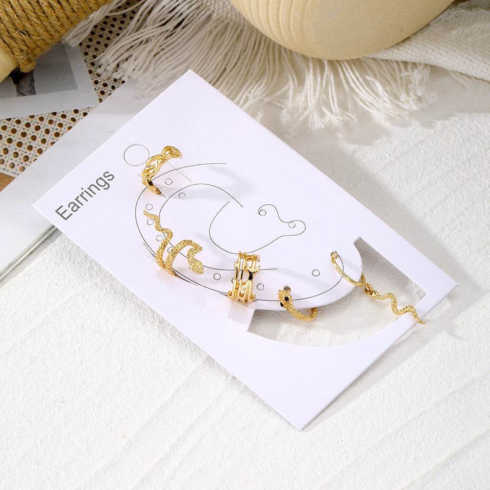 Punk Gold Plated Animal Snake Clip Earrings Ear Clip Without Piercing For Women Fake Piercing Ear Cuffs Trendy Jewelry - Velora