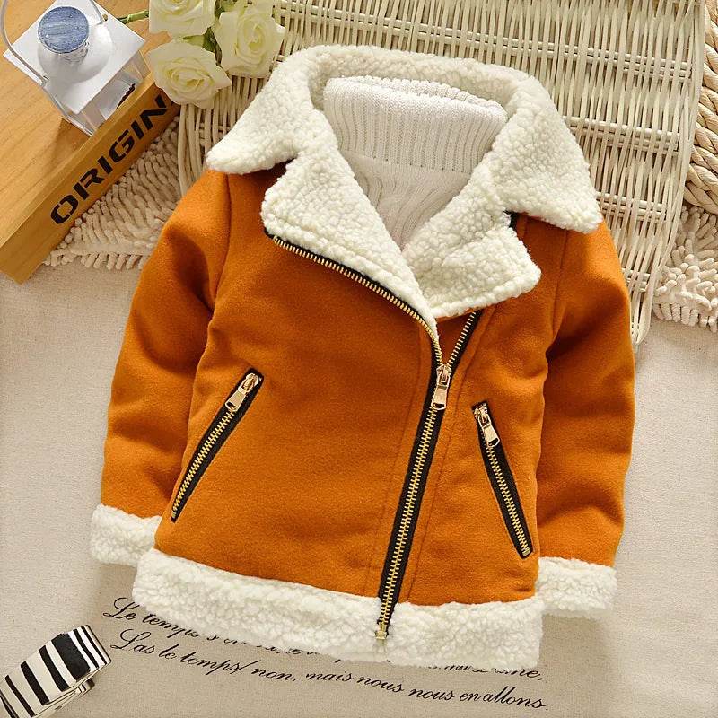 Children's Thickened Fleece Wool Top Lamb Wool Coat - Velora