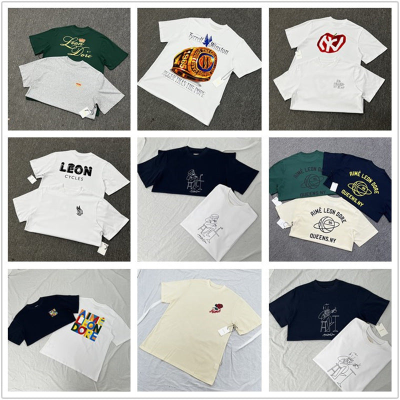 Classic letter-printed landmark building round-neck loose couple short-sleeved T-shirt trend Hypersku