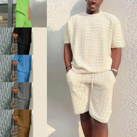 Men's Summer Suit Fashion Loose Men 2 Pieces Outfit Summer Hippie Shirt And Short Set - Velora