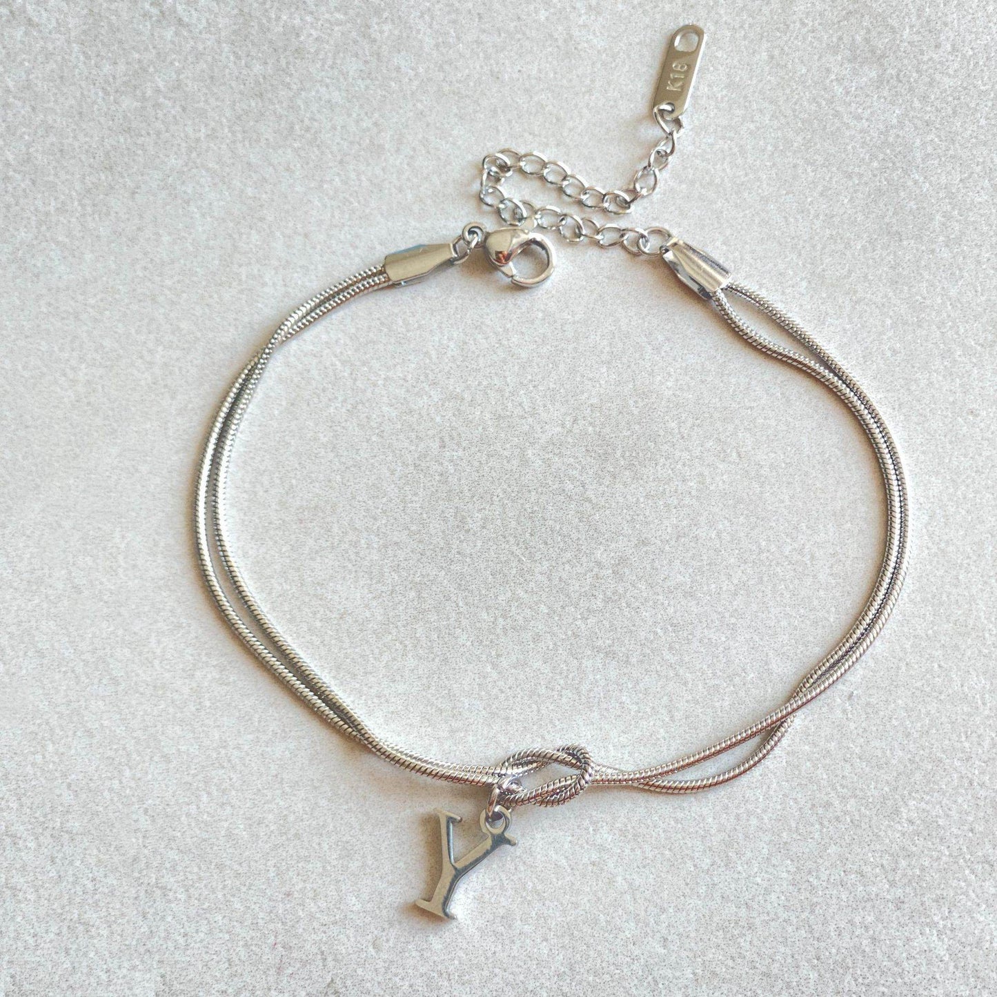New Letter A-Z Love Knot Bracelets For Women Couple Gold Color Dainty Snake Chain Charm Bracelet Stainless Steel Jewelry Gift Valentine's Day Gifts - Velora