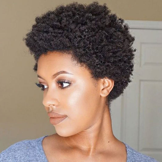 Afro curly Ful Wigs Short Pixie Cut Wig Curly Human Hair Wigs For Black Women