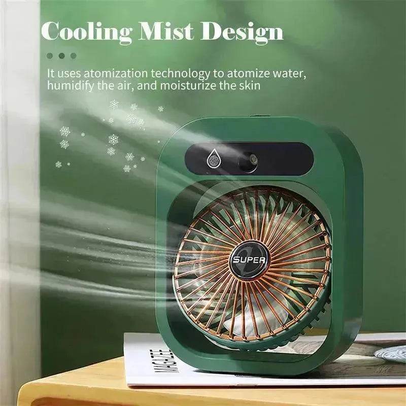 Air Conditioning Fan Desk Misting Fan Air Cooler Cooling USB Rechargeable Humidifier Portable Spray Fan With 3 Wind Speeds For Home - Velora