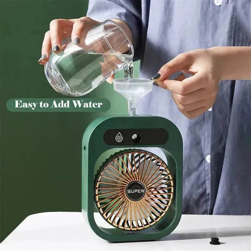 Air Conditioning Fan Desk Misting Fan Air Cooler Cooling USB Rechargeable Humidifier Portable Spray Fan With 3 Wind Speeds For Home - Velora